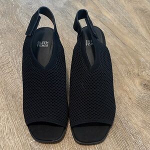 Eileen Fisher Black Open-Toe Mules